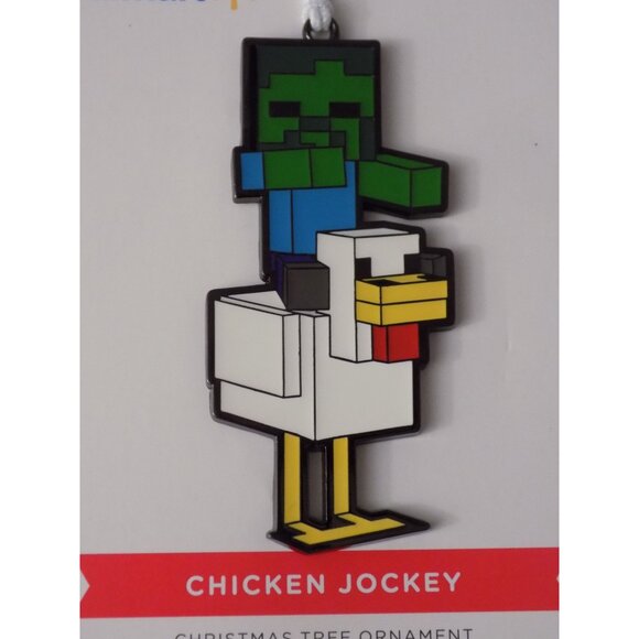 Minecraft Chicken Jockey Hallmark Metal Christmas Tree Ornament - Picture 3 of 3